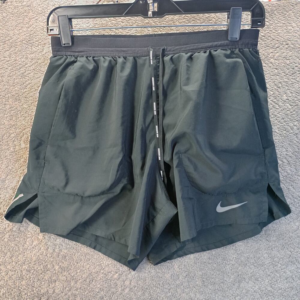 Nike Running Mens Black Athletic Shorts Reflective Drawstring Size Small